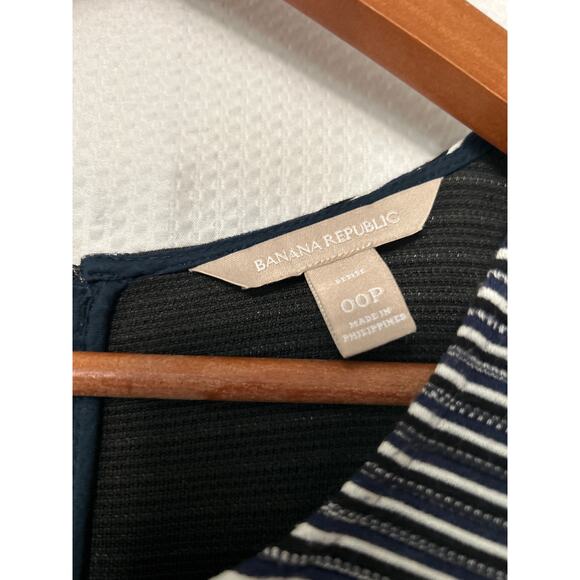 Banana Republic Navy White Striped Sleeveless Fit & Flare Zipper Dress 00P - Picture 5 of 11